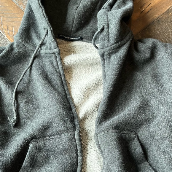 Brandy Melville Cropped Zip-Up. Dark Gray- Size- One Size Fits All - Picture 2 of 4